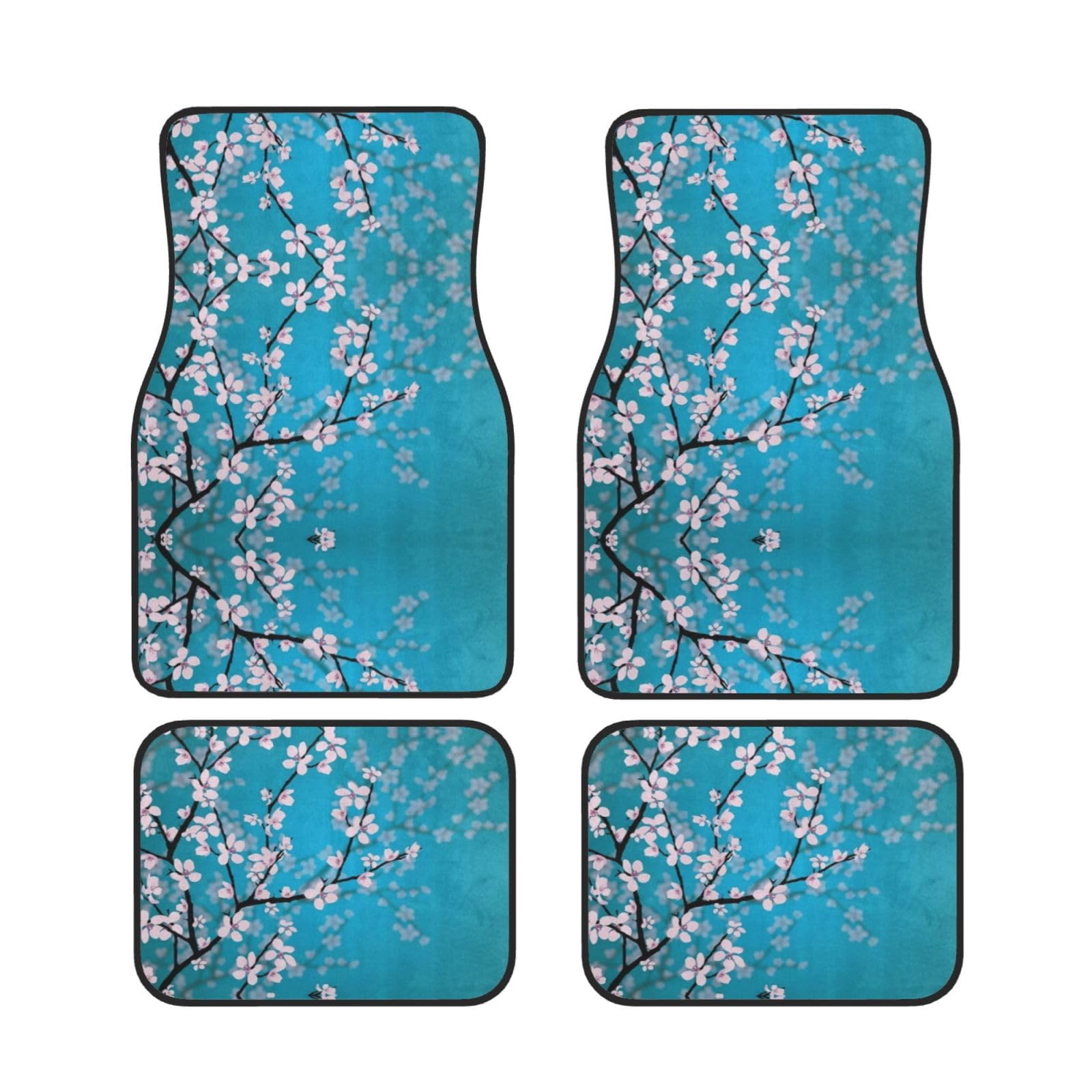 Japanische Kirschblüten Auto-Fußmatte, 4 Stück, universal, für vorne und hinten, Auto-Zubehör, Dekoration von ORBIBA