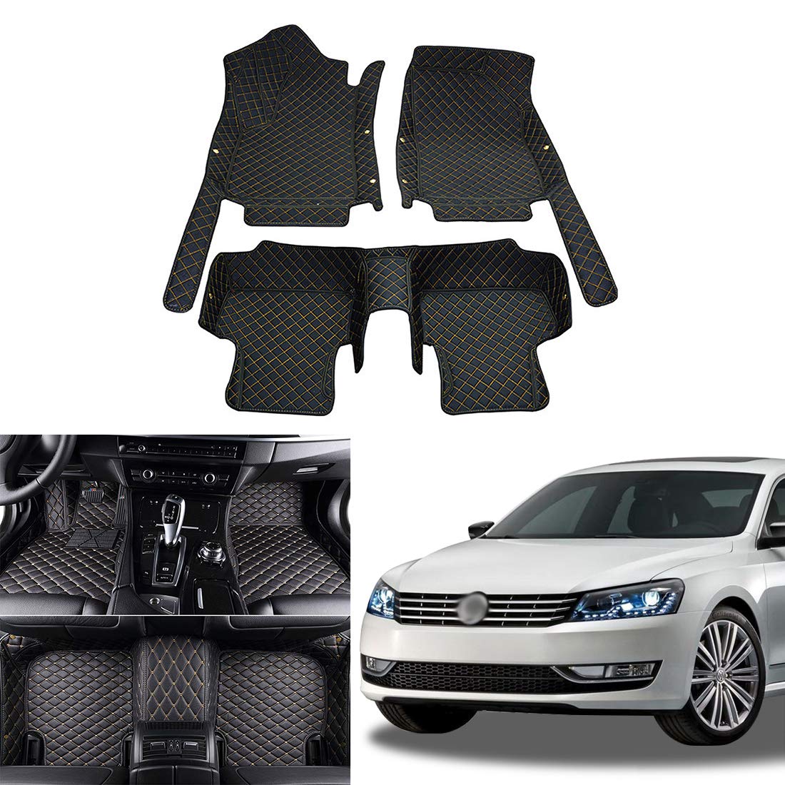 OREALTECH Fußmatte Auto für Volkswagen Vw Passat 2012-2018 Allwetter XPE Leder Autoteppich 3D All-Inclusive-Stil Automatte vorn und hinten von OREALTECH