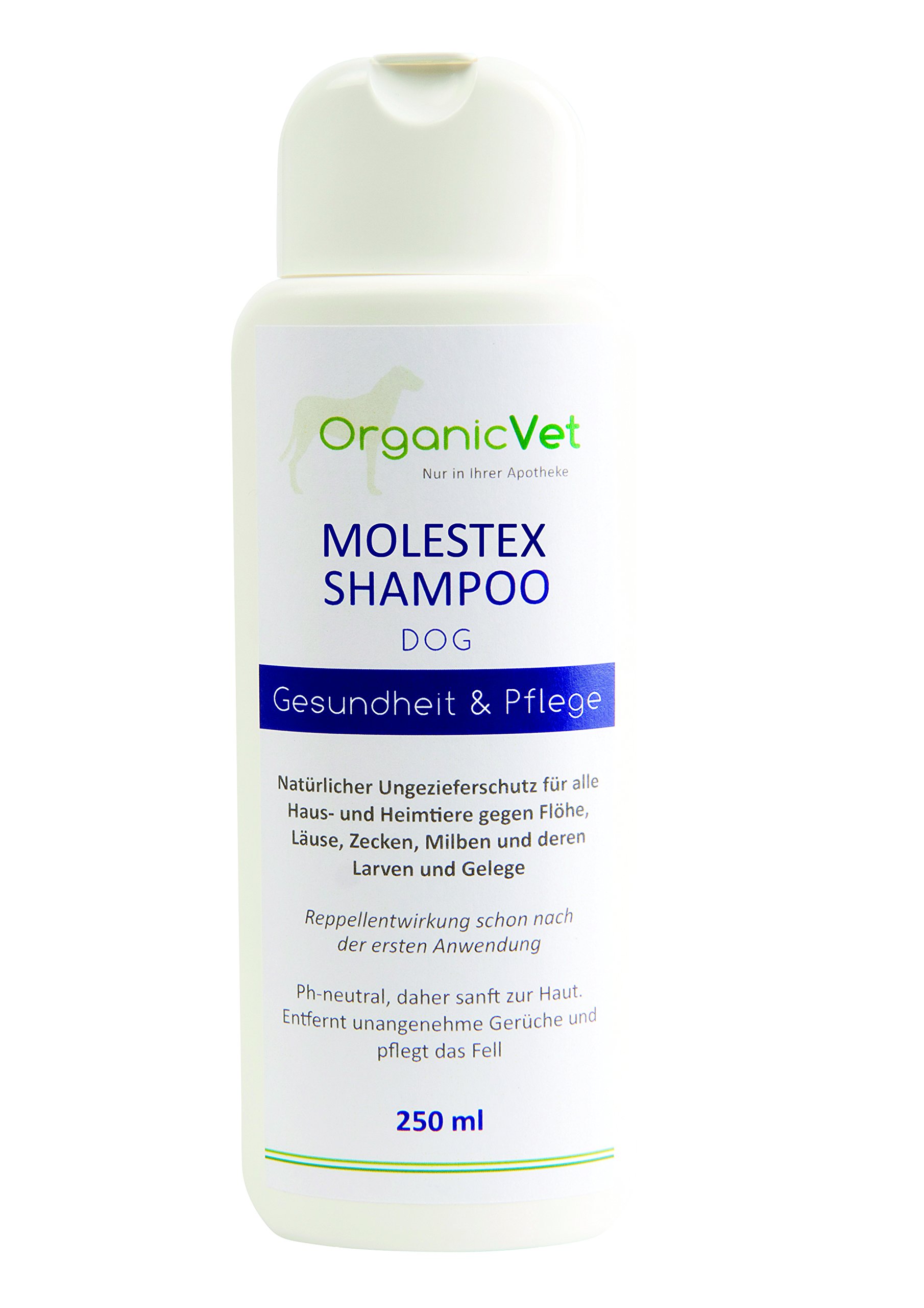 ORGANICVET Hund & Katze Pflegeshampoo gegen Ungeziefer Molestex-Shampoo, 1er Pack (1 x 250 ml) von ORGANICVET