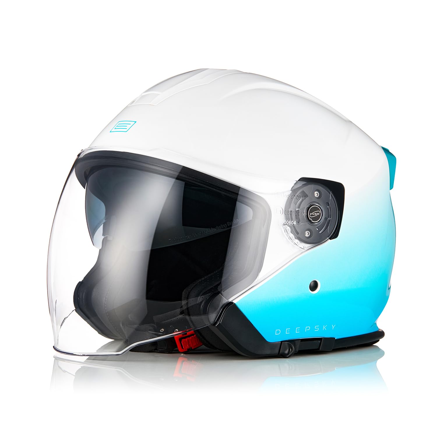 ORIGINE 3/4 offener Motorrad-Jethelm mit Doppelvisier, geeignet für Roller, ECE-geprüft (DEEPSKY Gloss Blue White, S) von ORIGINE
