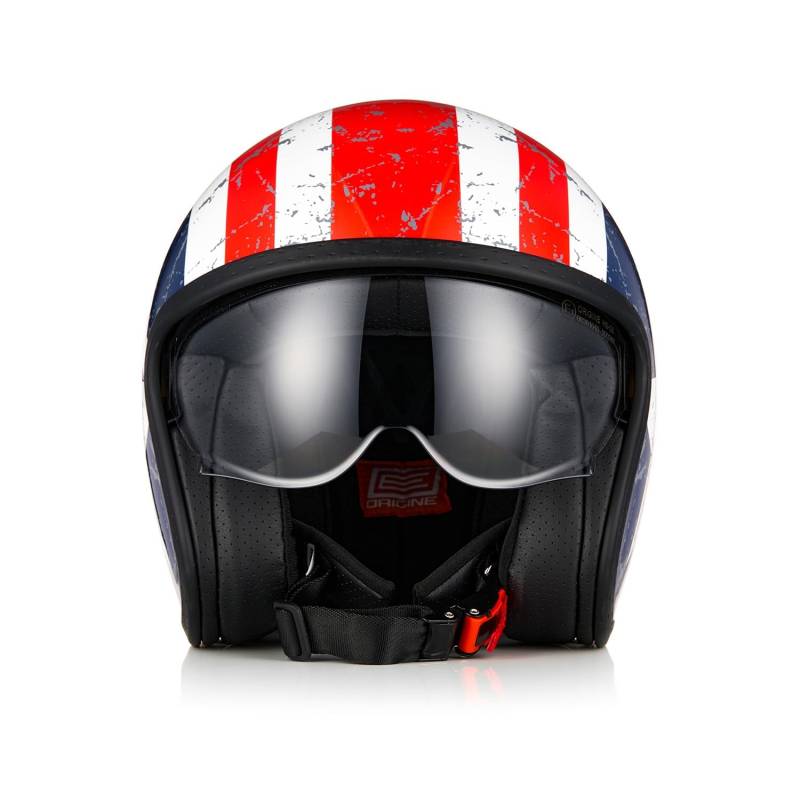 ORIGINE Jet-Motorradhelm mit Schutzbrille, ECE 22-06-Zulassung (Rebel Star Matt Blue Red, XS) von ORIGINE