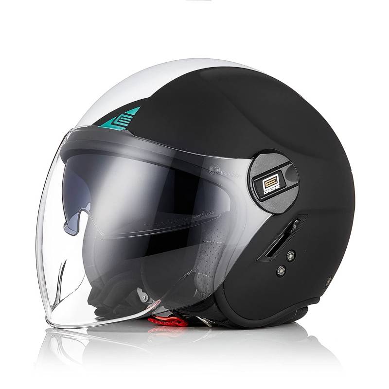 ORIGINE Motorradhelm Jethelm Roller Helm Scooter Helm Chopper Helm Moped Mofa Helm mit Doppelvisier ECE Zertifizierung (Next White-Blue-Black,XL) von ORIGINE