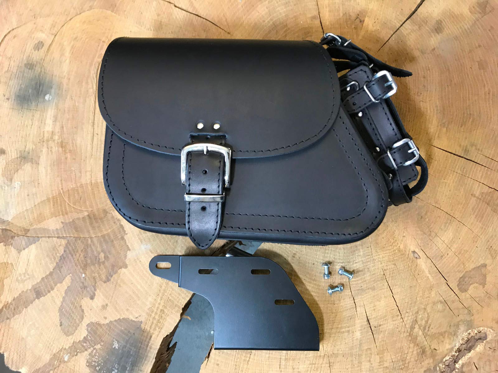 ORLETANOS Dyna Clean Black + Halterung für Schwinge kompatibel mit schwarz Schwingentasche Harley Davidson Dynabob Streetbob Lowrider Tasche Halter Bikertaschen Satteltaschen Seitentasche Fat Bob von ORLETANOS