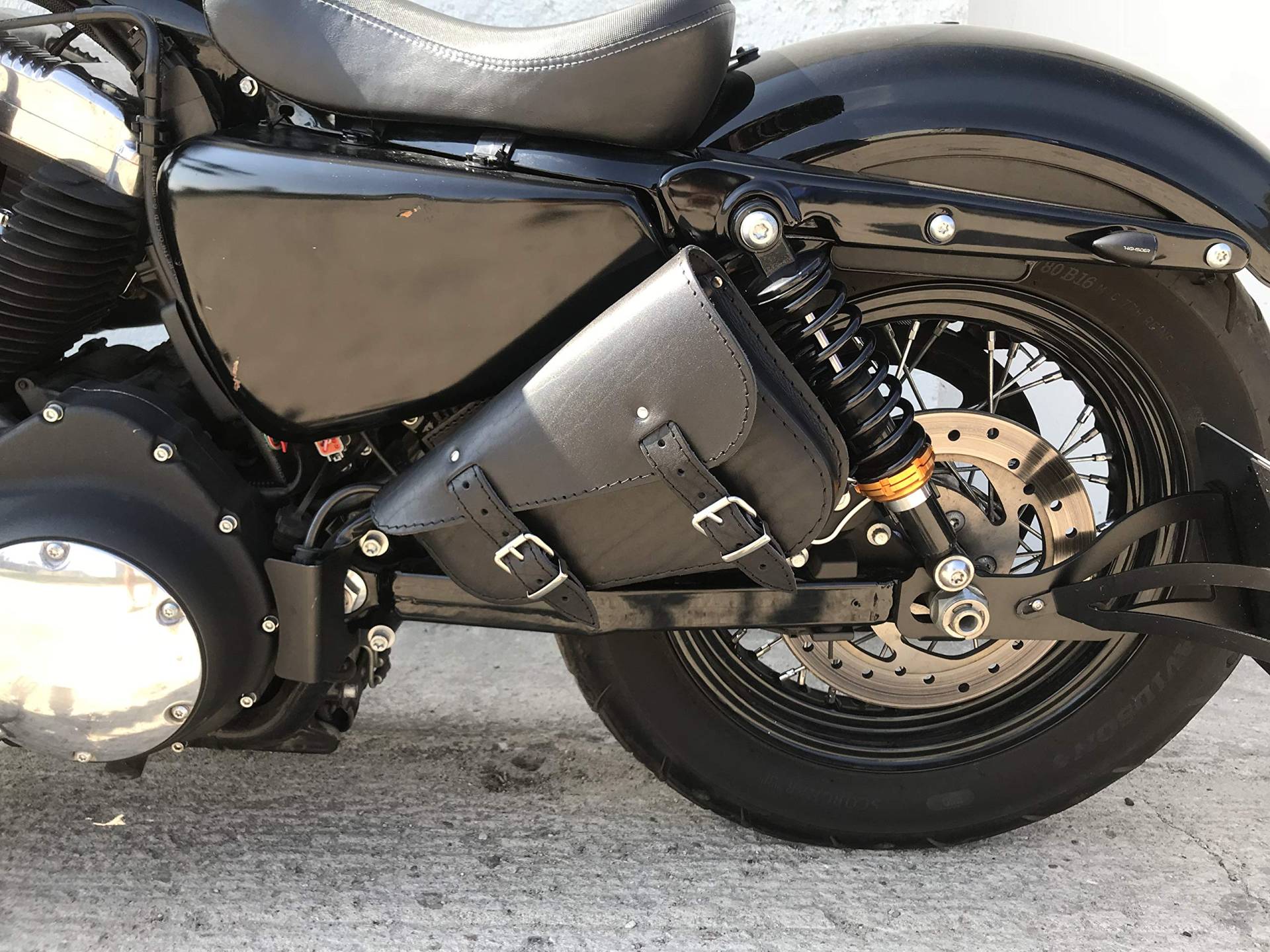 ORLETANOS Medusa Black Seitentasche kompatibel mit Harley Davidson Sportster Forty Eight Satteltasche Schwingentasche schwarz von ORLETANOS