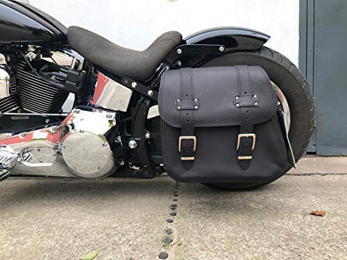 ORLETANOS Zeus Black Seitentasche Packtasche Seitenkoffer kompatibel mit Harley Davidson Wildstar Dragstar VN800 Fatboy Heritage Starrrahmen Bobber Shovelhead Panhead von ORLETANOS
