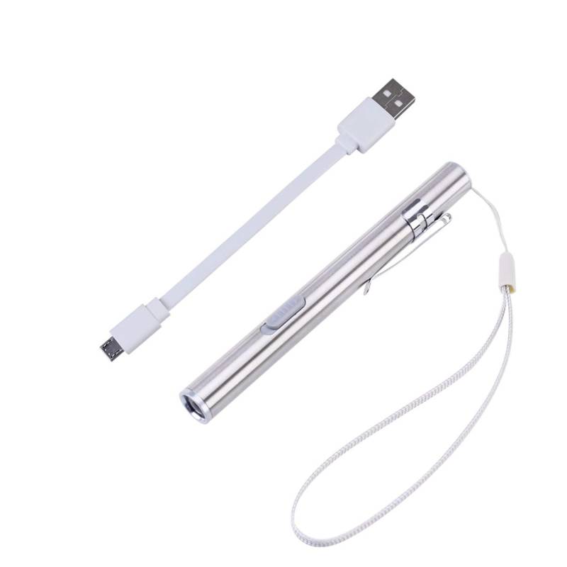 OSALADI USB-Stift Licht LED Taschenlampe Stift Lichter für Krankenschwestern Edelstahl Medizinische Taschenlampe Wiederaufladbare Mini-Taschenlampe für Medizinstudenten Arzt von OSALADI