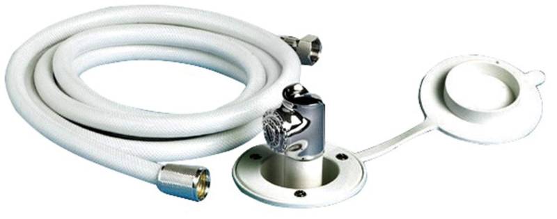 Osculati Dusche m. Druckknopf Sockel weiß PVC-Schlauch 2,5m Horizontal montiert von OSCULATI