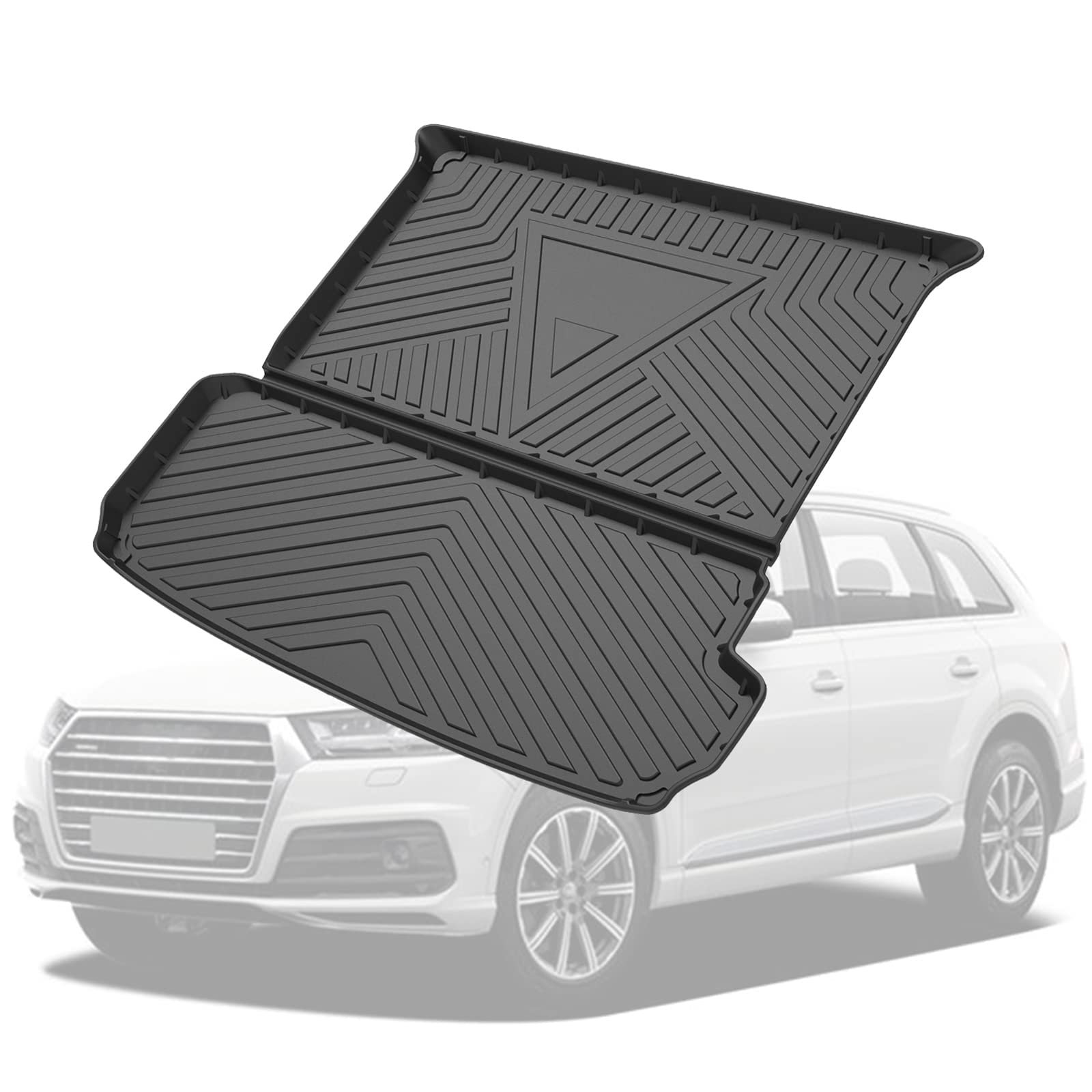 Kofferraumwanne Aus Gummi für Audi Q7 2015-2023, Passgenaue wasserdichte Kofferraum Schutzmatte Antirutsch Mit Hohen Rand Auto Kofferraummatte von OSEVIO