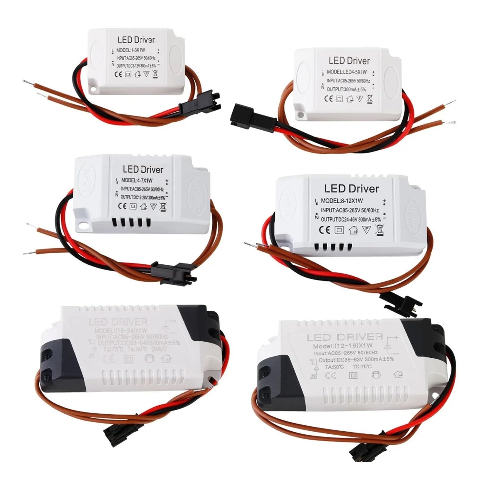LED-Treiber Konstantstrom 85-265V 1-3W 4-5W 4-7W 8-12W 18-24W Ausgangsleistung 300mA Externer Treiber for Downlight LED(18-24W) von OSQZHBFE
