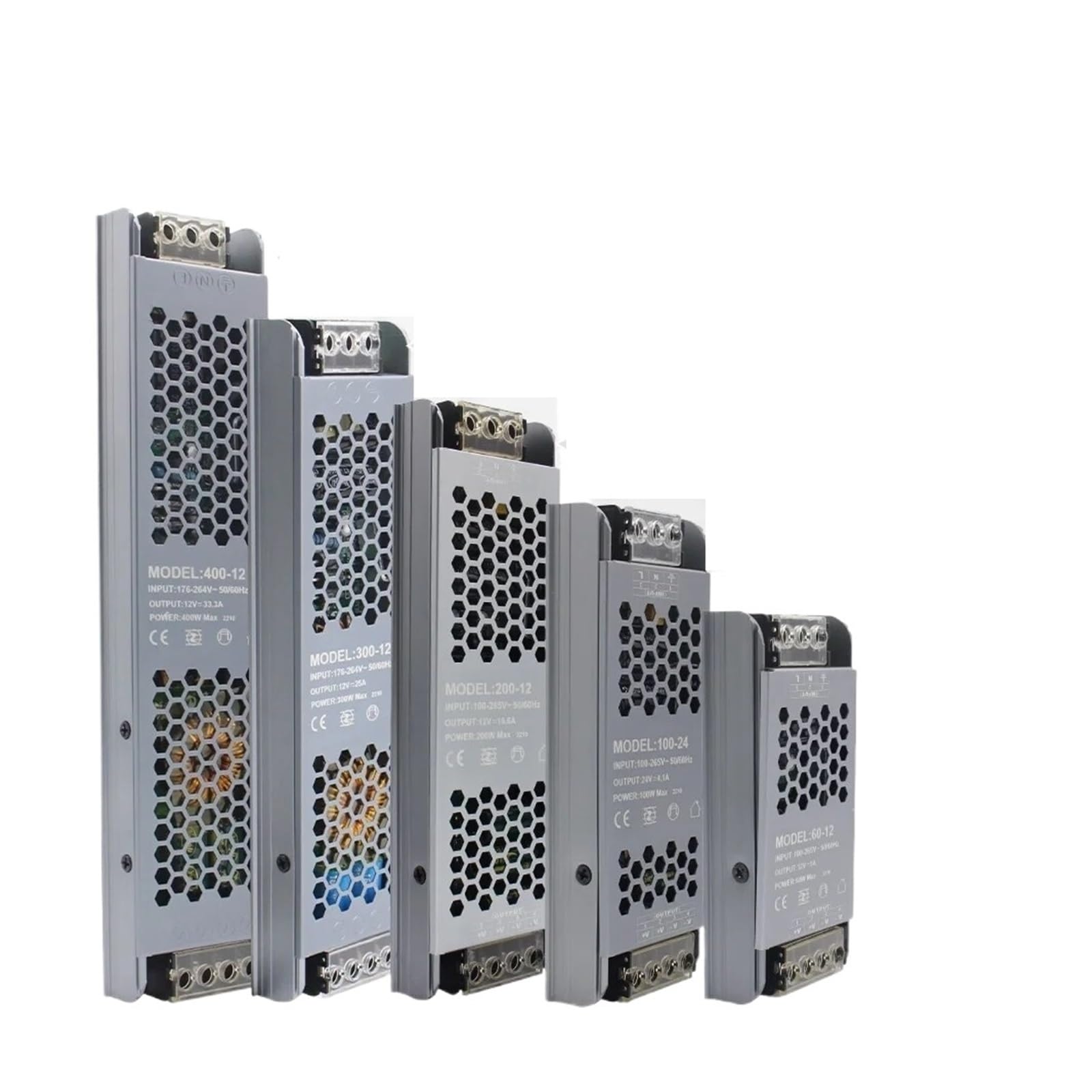 Netzteil 12V 24V 60W 100W 200W 300W 400W 110V 220V 230V AC auf 12 24 Volt DC Treiber für LED Streifen Beleuchtungstransformator (DC 24V, 200W) von OSQZHBFE