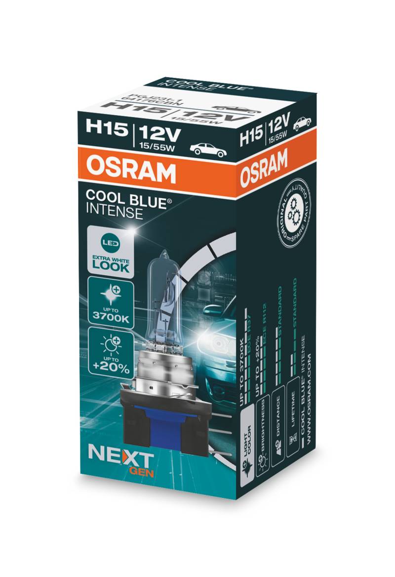 1 Stück OSRAM COOL BLUE INTENSE NEXT GENERATION Lampen Birnen für Scheinwerfer / Fassung H15 15/55W von OSRAM GmbH
