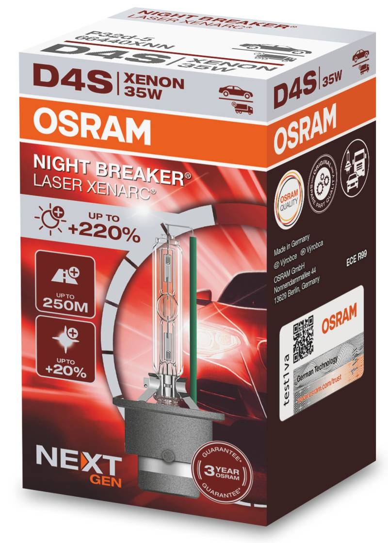1 Stück OSRAM NIGHT BREAKER LASER Lampen Birnen für Xenon Scheinwerfer / Fassung D4s von OSRAM GmbH