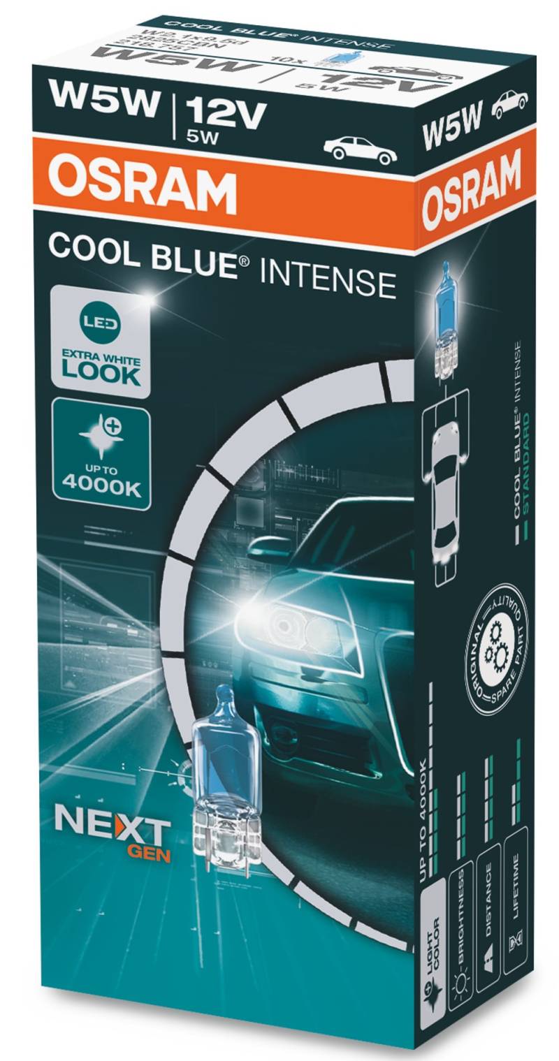 10 Stück OSRAM COOL BLUE INTENSE NEXT GENERATION 5000K Lampen Birnen für Scheinwerfer / Fassung T10 W5W von OSRAM GmbH