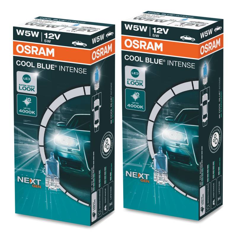 2 Stück OSRAM COOL BLUE INTENSE NEXT GENERATION 5000K Lampen Birnen für Scheinwerfer / Fassung T10 W5W von OSRAM GmbH