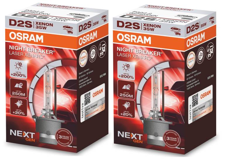 2 Stück OSRAM NIGHT BREAKER LASER Lampen Birnen für Xenon Scheinwerfer / Fassung D2s von OSRAM GmbH