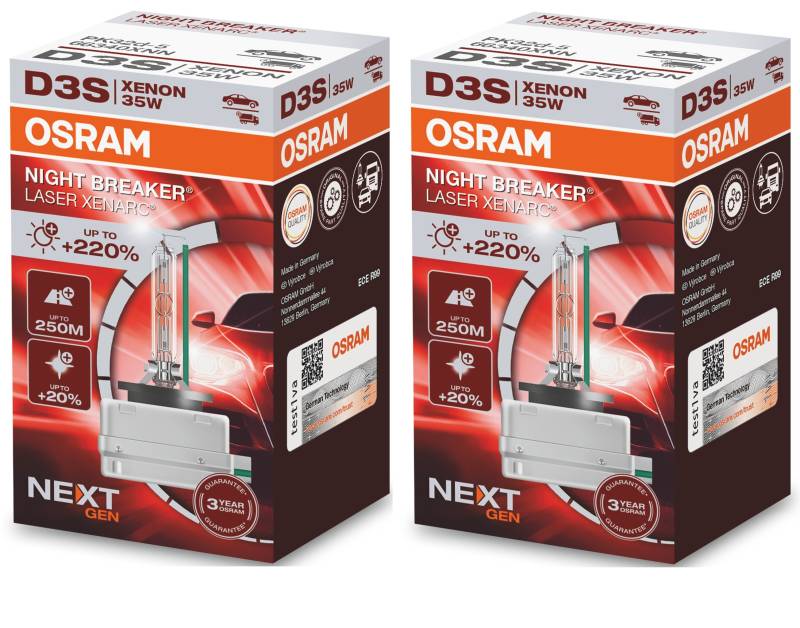 2 Stück OSRAM NIGHT BREAKER LASER Lampen Birnen für Xenon Scheinwerfer / Fassung D3s von OSRAM GmbH