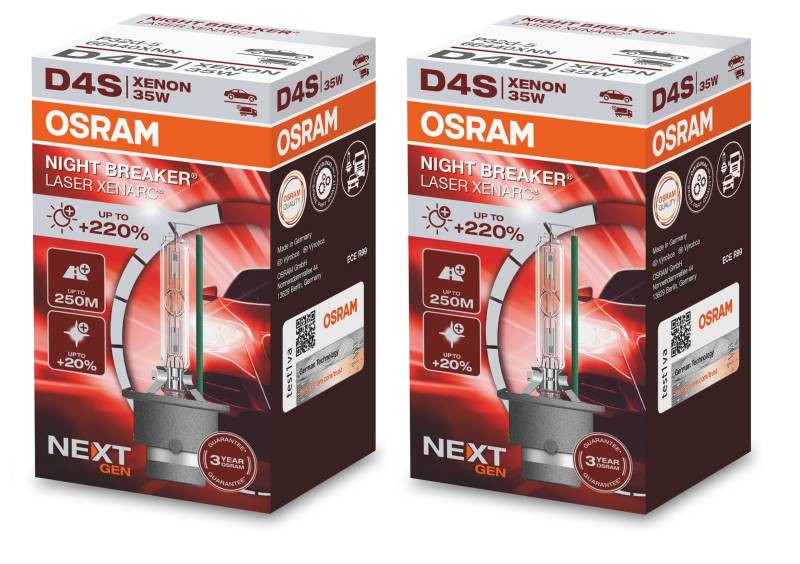 2 Stück OSRAM NIGHT BREAKER LASER Lampen Birnen für Xenon Scheinwerfer / Fassung D4s von OSRAM GmbH