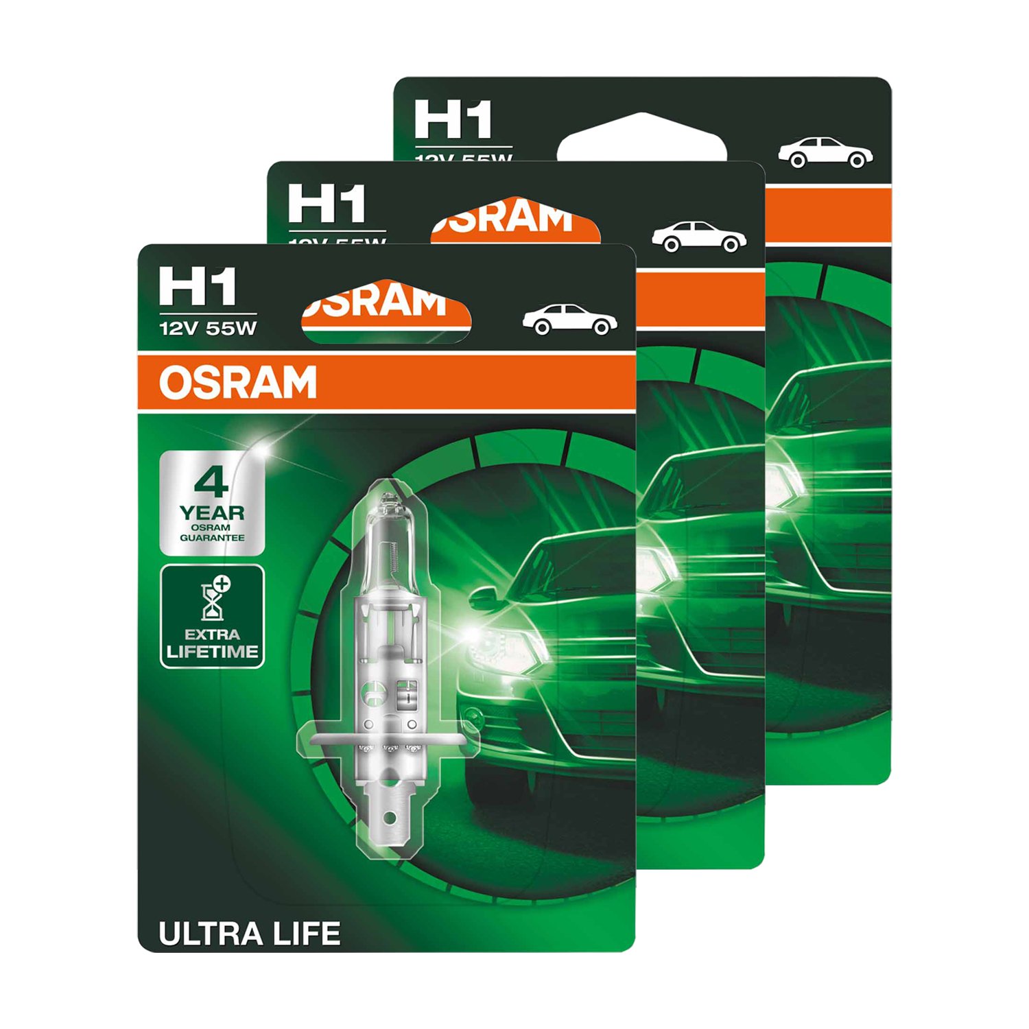 Osram H1 55 Watt 12 Volt Ultra Life P14.5s 64150ULT (3 Stück) von Osram