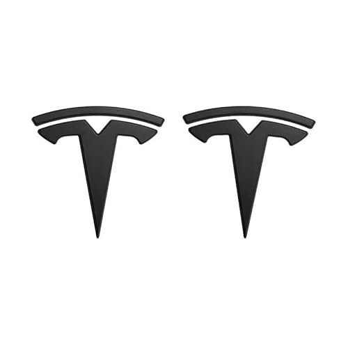 Auto Emblem für Tesla Model S, Badge Autoaufkleber Logo Lenkrad Trunk Motorhaube Selbstklebende Kompatibel ABS Zubehör,Matte Black-Set of 2 von OSWINT