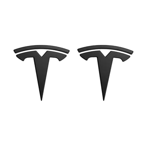 Auto Emblem für Tesla Model S, Badge Autoaufkleber Logo Lenkrad Trunk Motorhaube Selbstklebende Kompatibel ABS Zubehör,Matte Black-Set of 2 von OSWINT