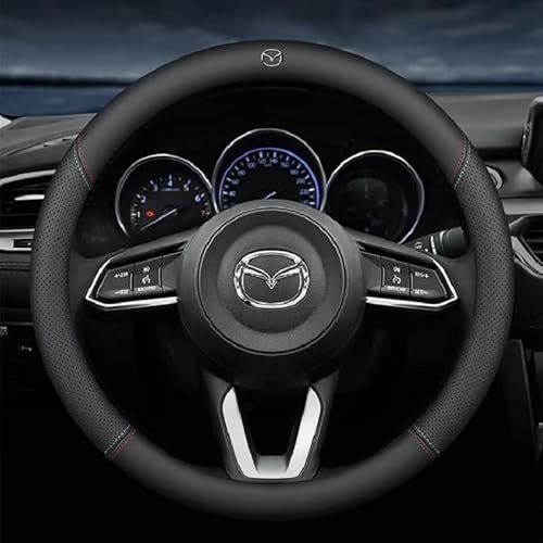 Auto Lenkradbezug für Mazda CX-5 2012-2017, Leder Lenkradhülle Lenkradabdeckung Lenkradschoner Lenkrad Abdeckung Lenkradschutz Autozubehör Innenraum von OSWINT