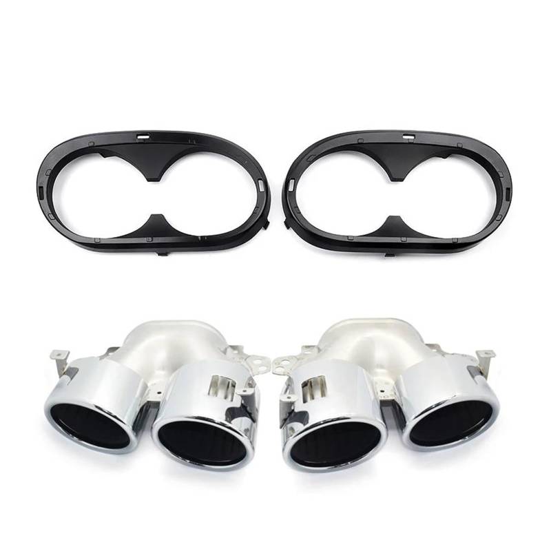 OTBEHUWJ Auspuffblende Heckstoßstange Schalldämpfer Auspuffendrohr Für Mercedes Für Benz W177 A35 C118 CLA35 X247 GLB35 A45S Umrüstung 2020+ Auspuffrohr(Silver Set) von OTBEHUWJ