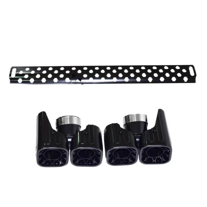 OTBEHUWJ Auspuffendrohr Aus Edelstahl Mit Vier Auslässen Rechteckige Schalldämpferspitze Für L&and R&Over Für Defender 90 110 2020-2022 Auspuffrohr(2.0T Black) von OTBEHUWJ