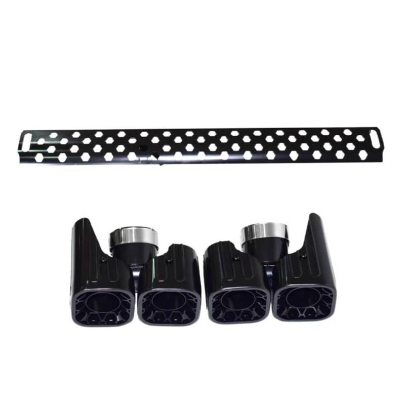 OTBEHUWJ Auspuffendrohr Aus Edelstahl Mit Vier Auslässen Rechteckige Schalldämpferspitze Für L&and R&Over Für Defender 90 110 2020-2022 Auspuffrohr(3.0T Black) von OTBEHUWJ