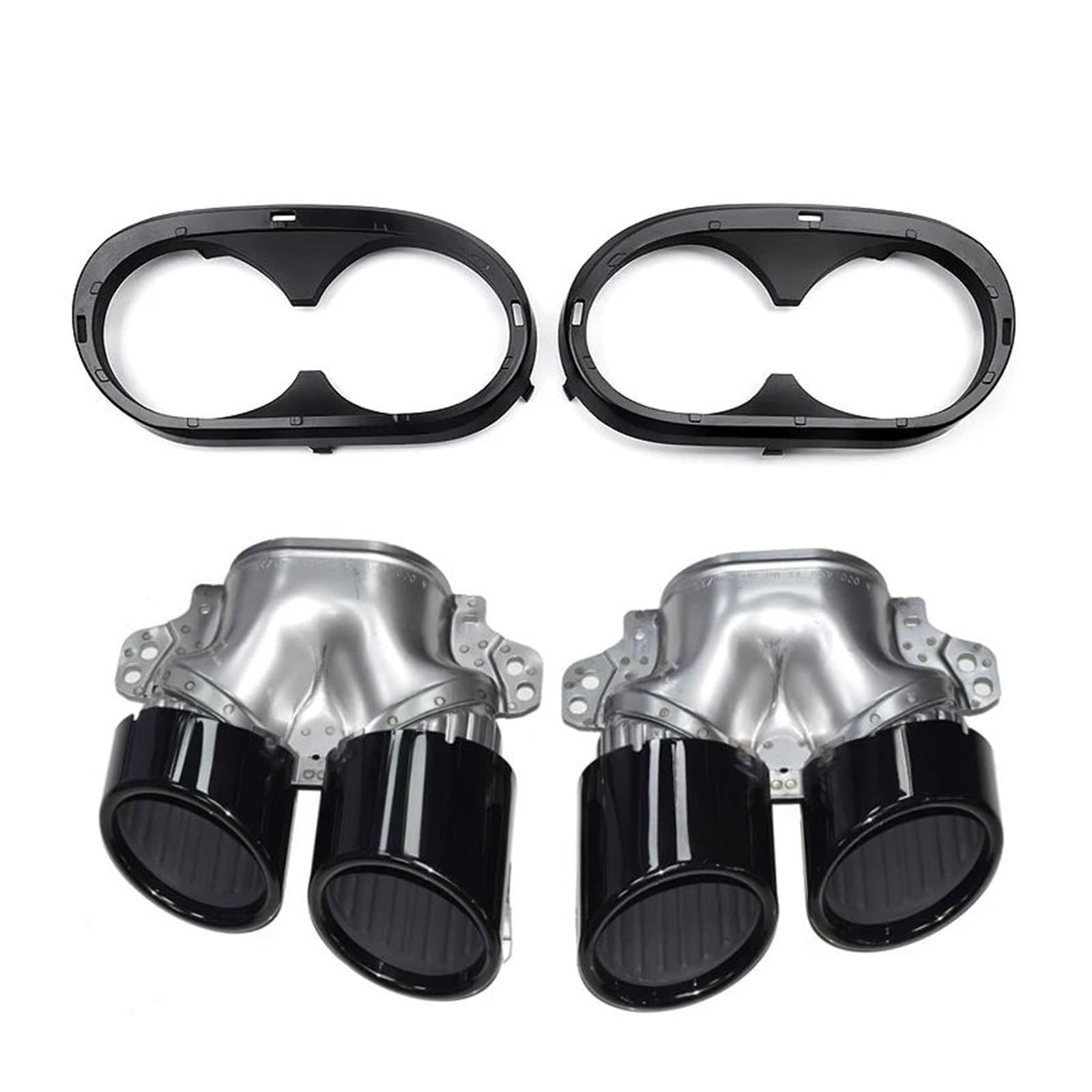 OTBEHUWJ Für Mercedes Für Benz W177 A35 C118 CLA35 X247 GLB35 A45S Umrüstung 2020+ Auspuffblende Heckstoßstange Schalldämpfer Auspuffendrohr Auspuffrohr(Black Set) von OTBEHUWJ