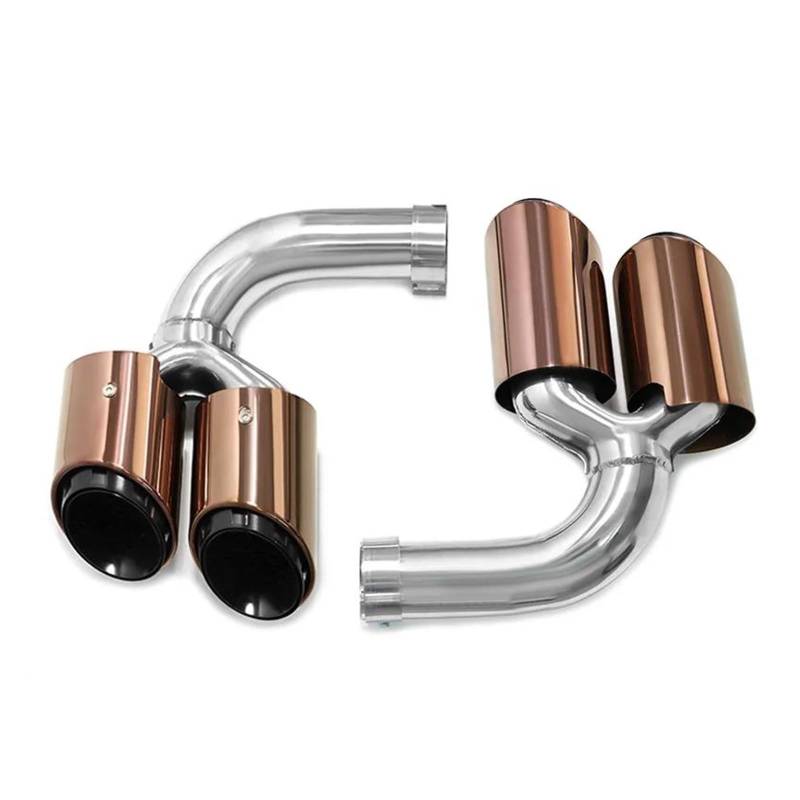 OTBEHUWJ Vierfach-Auspuffblende Für P&orsche Für Cayenne 9Y0 SUV 3.0 Hybrid Benzin Ab 2018 Schalldämpferblende Endrohr Auspuffanlage Düsenblenden Auspuffrohr(Gold,Petrol) von OTBEHUWJ