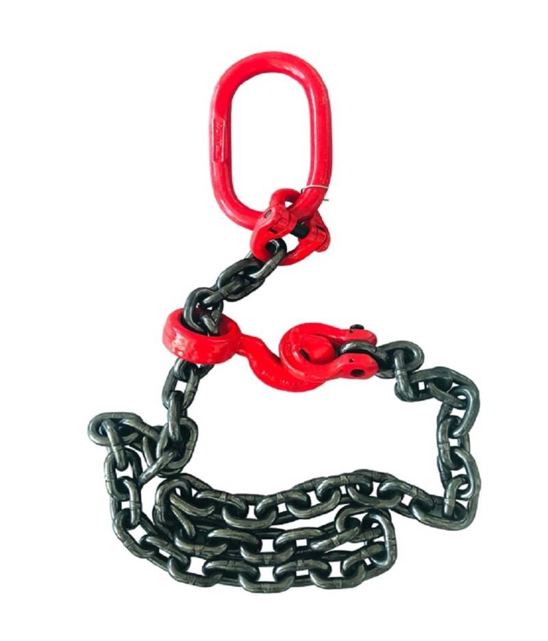 Hebeketten, 2Ton – 5Tonx2M-6M 1-Bein-Hebeschlingenwerkzeug for Bewehrungsentladeverbindung, gesenkgeschmiedeter Hakenkran, kombinierte Hebekette,Hochleistungskette(2TX4M 8MM) von OTENC