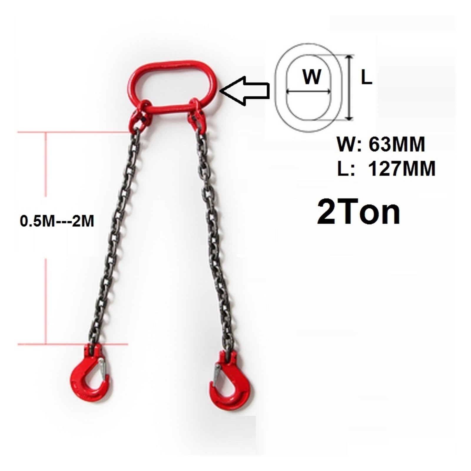 Hebeketten, Kettenschlinge, 0,5 Tonnen – 2T Fassheber, Klemme, Eimer, Fass, Öltank, kann Kettenschlinge,Hochleistungskette(40020010-07 2T 1M) von OTENC