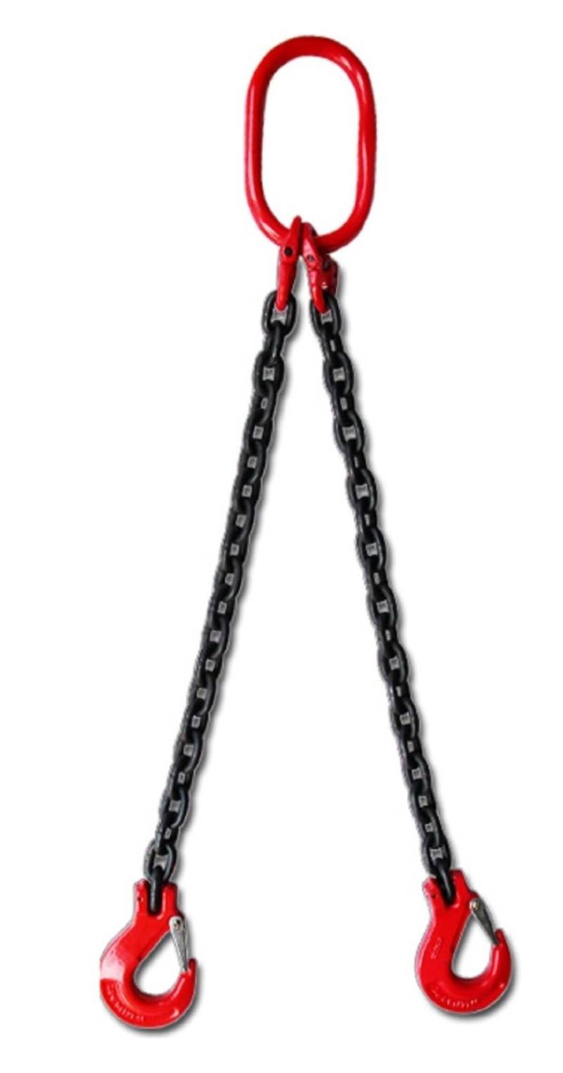 Hebeketten, Kettenschlinge, 1 Tonne – 5 Tonnen x 0,5–1 m, zweibeiniger 2-Klauen-Kettenheber for Fassheber, Klemme, Eimer, Fass, Öltank, Dose, Kettenschlinge,Hochleistungskette(1TONX1M) von OTENC