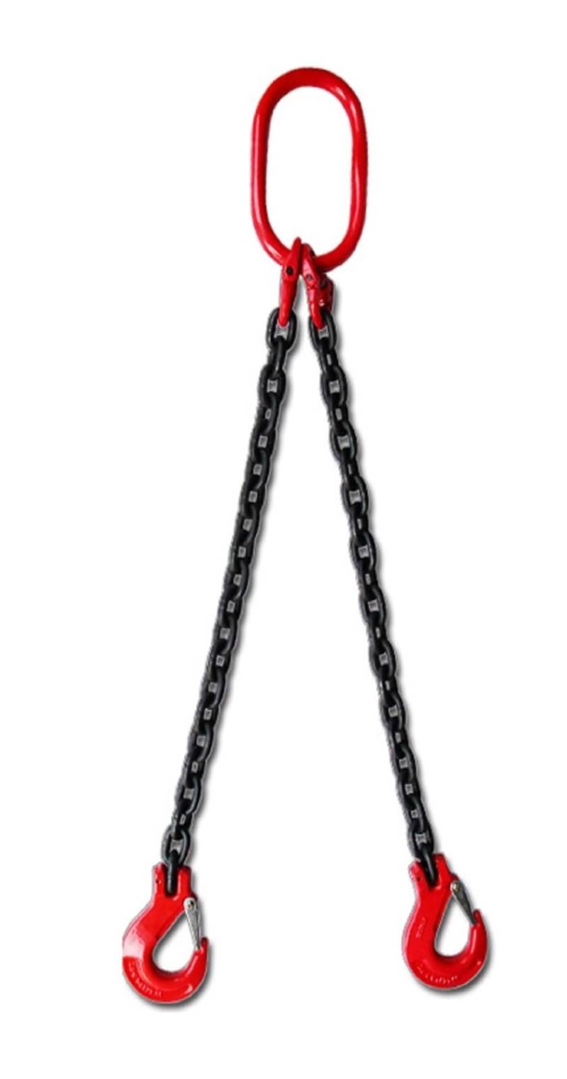 Hebeketten, Kettenschlinge, 2 Tonnen – 8 Tonnen x 0,5–4 m, zweibeiniger 2-Klauen-Kettenheber for Fassheber, Klemme, Eimer, Fass, Öltank, kann Kettenschlinge,Hochleistungskette(6.4TONX1M) von OTENC