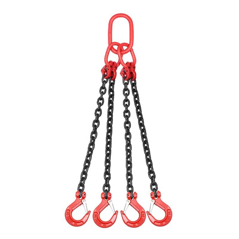 Hebeketten, Kettenschlinge, Hebekettenschlinge, einbeinige Kettenschlinge, kompletter Satz Hebekette, G80-Manganstahl-Hebehaken,Hochleistungskette(1 ton 1 Meter 4 Legs 4 Hooks) von OTENC