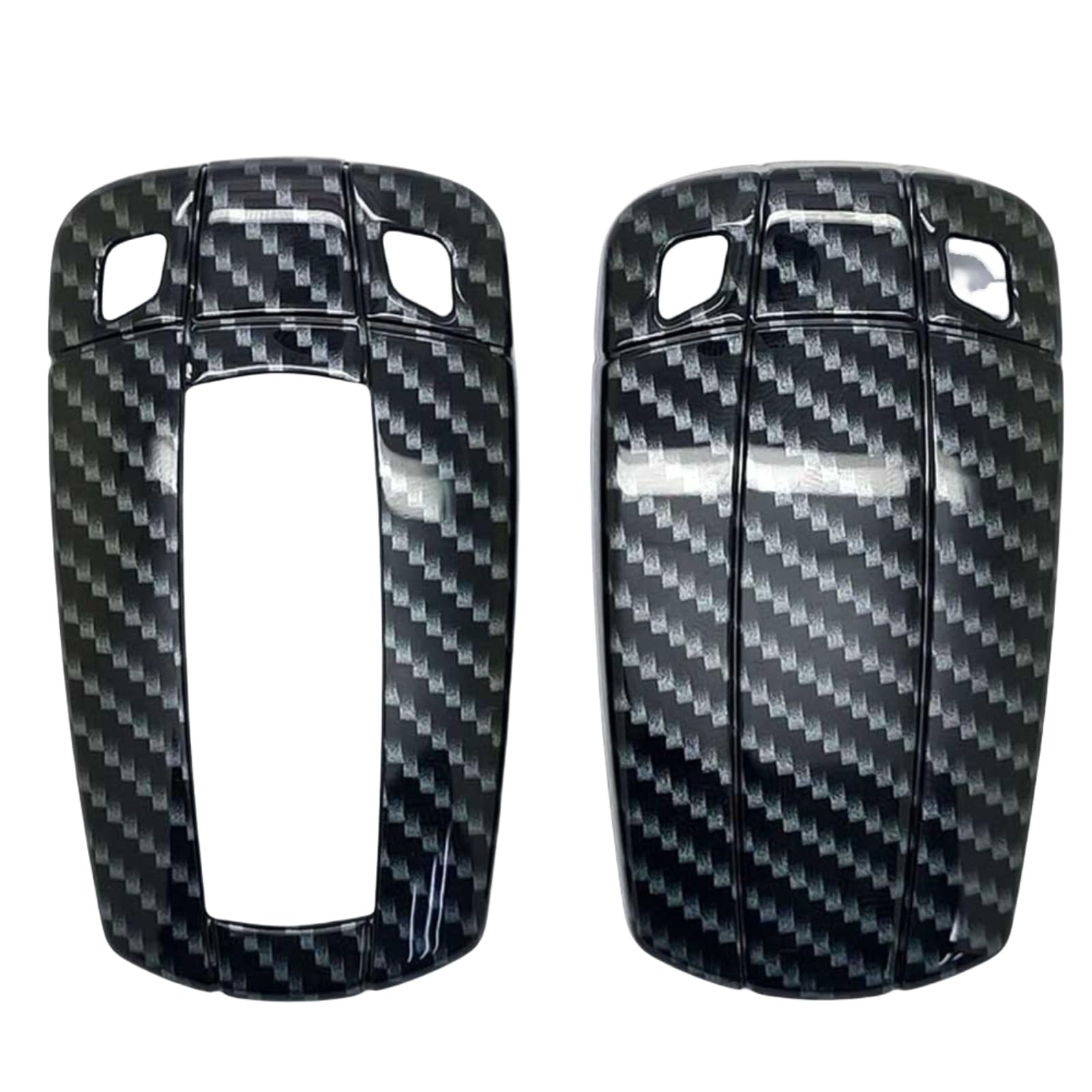 OTMIK ABS-Carbon-Faser-Muster-Autoschlüssel-Abdeckung Passend für BMW 1 3 5 6 7 Serie X1 X5 X6 E90 E92 E93 E60 Z4 Zubehör für Schlüsseletuis (Schwarz) von OTMIK
