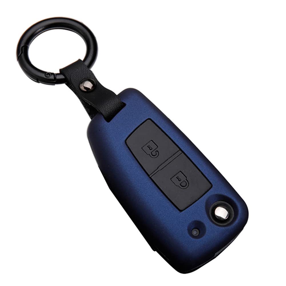 OTMIK ABS-Kohlefaser-Autoschlüsselhülle für Nissan Qashqai J11 X-Trail Juke Micra Schlüsselgehäuse Zubehör (2 Tasten, Blau A) von OTMIK