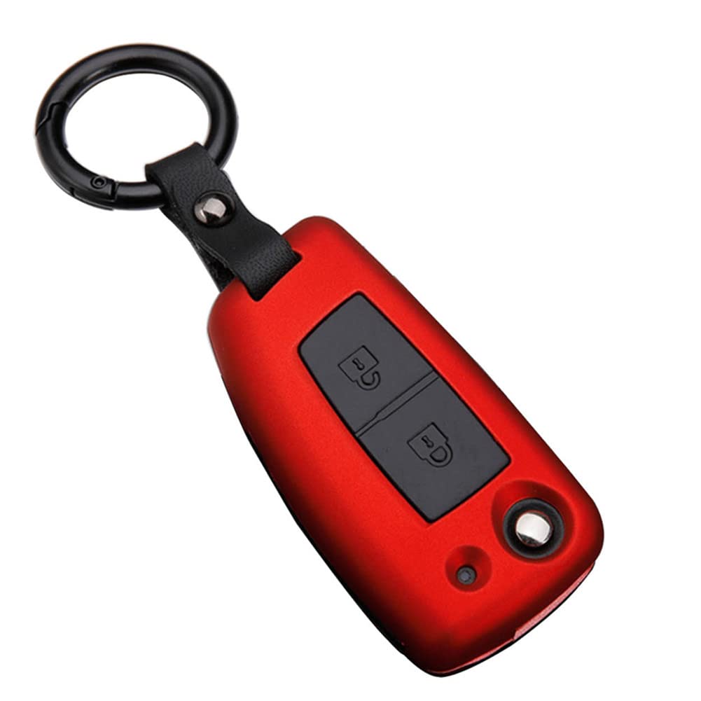 OTMIK ABS-Kohlefaser-Autoschlüsselhülle für Nissan Qashqai J11 X-Trail Juke Micra Schlüsselgehäuse Zubehör (2 Tasten, Rot A) von OTMIK
