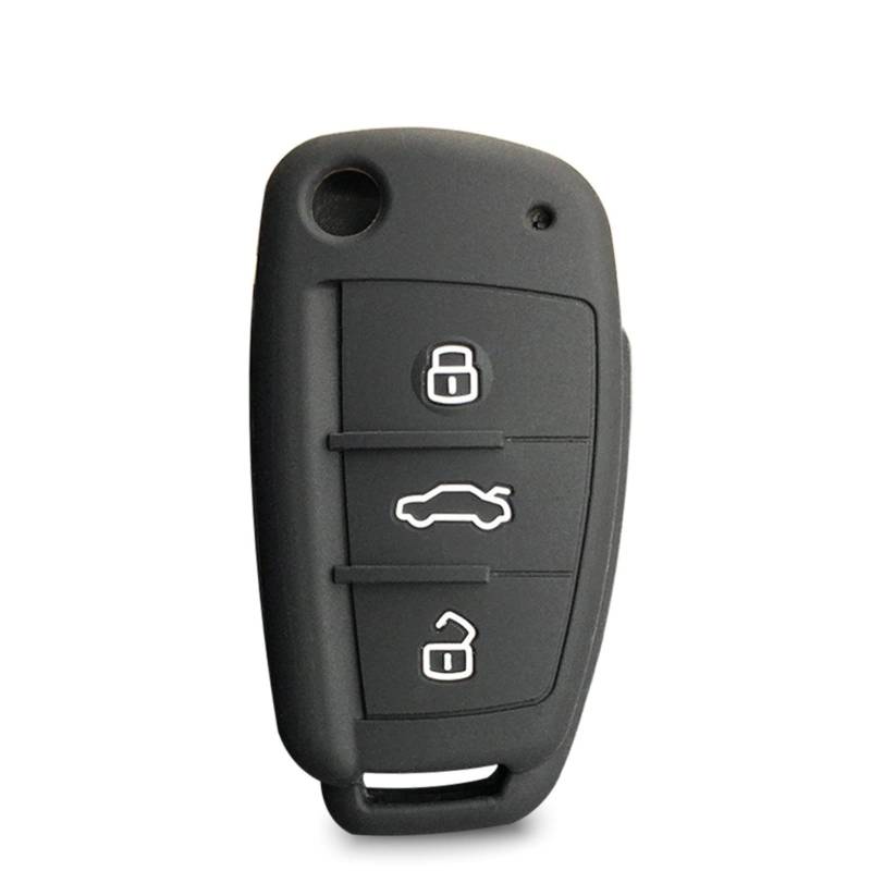 OTMIK Silikon Auto Schlüssel Abdeckung passend für Audi A4 B7 A6 C6 4f 8v A3 8p A1 A3 Schlüsselhülle Zubehör (Schwarz) von OTMIK