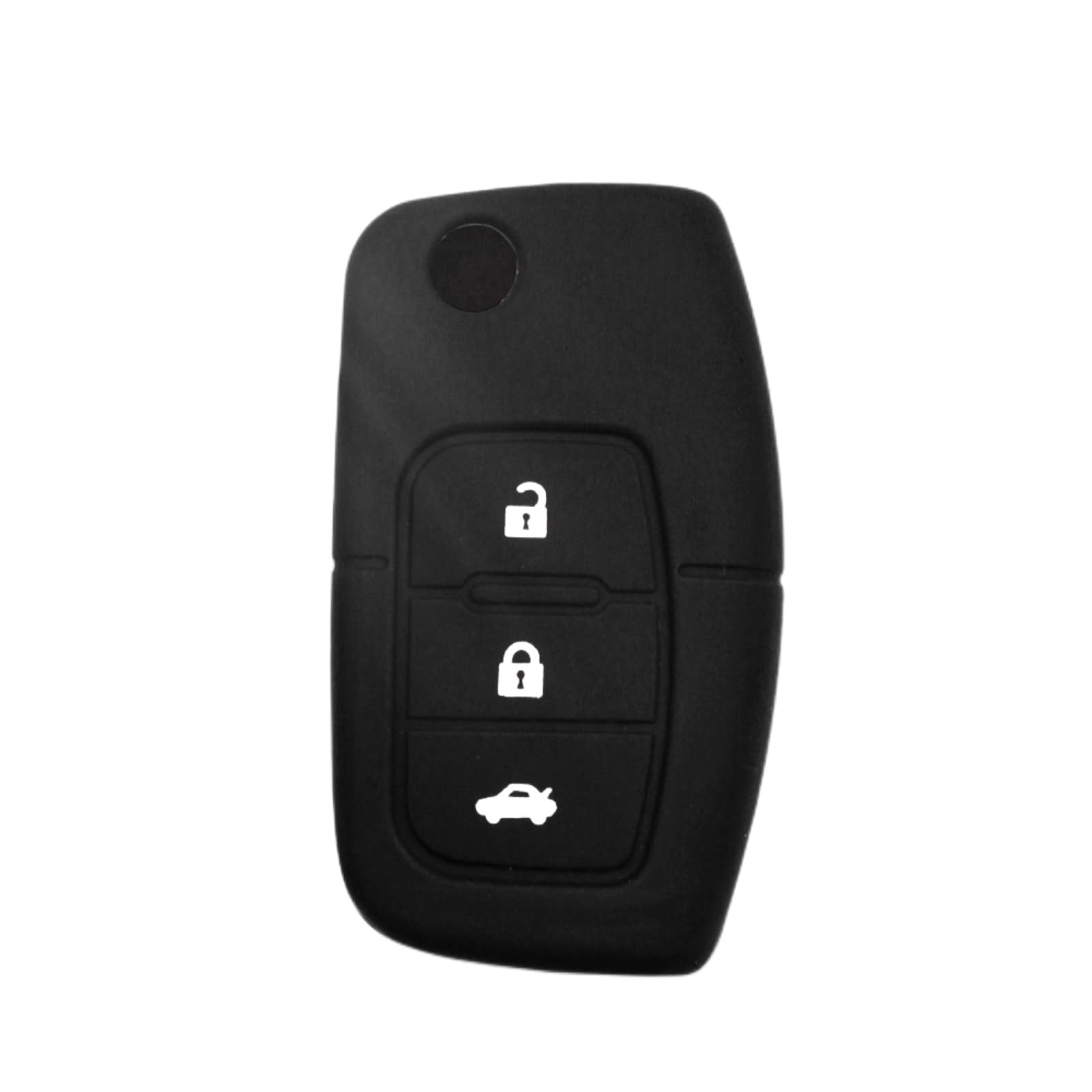 OTMIK Silikon Auto Schlüssel Abdeckung passend für Ford Fiesta Focus 2 Ecosport Kuga Escape 3 Knöpfe Schlüsselhülle Zubehör (Schwarz) von OTMIK