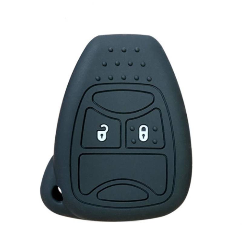 OTMIK Silikon Auto Schlüssel Abdeckung passend für Jeep Commander Grand Cherokee Liberty Wrangler Compass Patriot 2 Button Schlüsselhülle Zubehör (Schwarz) von OTMIK