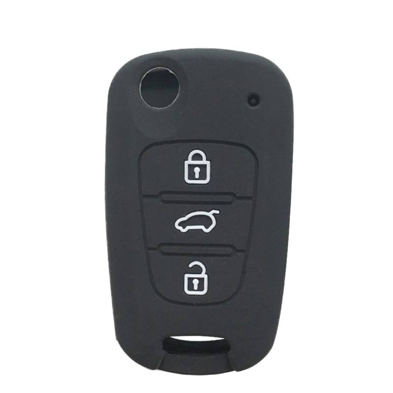 OTMIK Silikon Autoschlüssel Abdeckung Fall passend für Hyundai i20 ix35 i30 für Kia Rio 3 sportedge ceed Soul Cerato 2 klappbare Schlüsselhülle Zubehör (3 Knöpfe Schwarz) von OTMIK