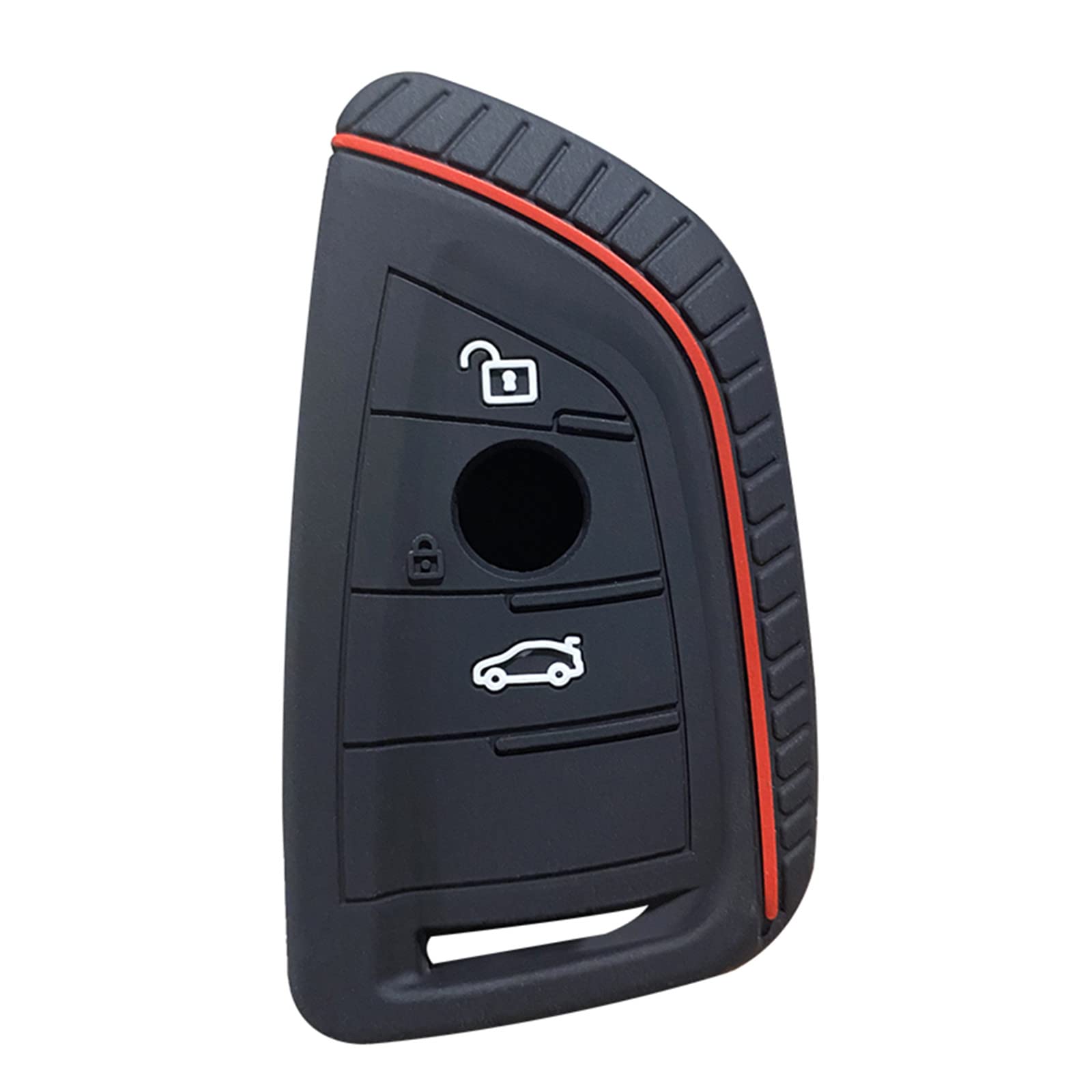 OTMIK Silikon Autoschlüssel Hülle passend für b-m-w G30 F20 F30 F10 F46 F48 X1 Serie 1 2 3 5 6 7 X2 X4 X6 X5 X7 X3 Z4 Schlüsselhülle Zubehör (Schwarz Rote Linie) von OTMIK