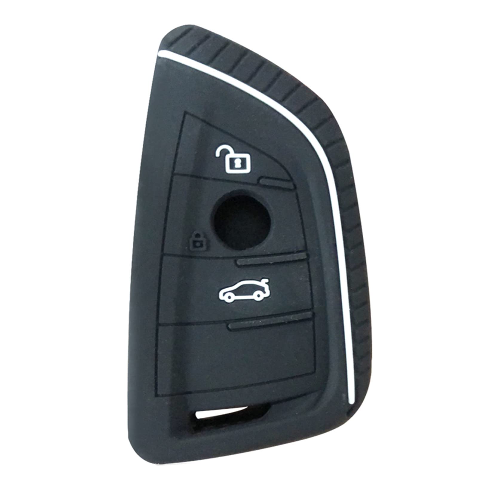 OTMIK Silikon Autoschlüssel Hülle passend für b-m-w G30 F20 F30 F10 F46 F48 X1 Serie 1 2 3 5 6 7 X2 X4 X6 X5 X7 X3 Z4 Schlüsselhülle Zubehör (Schwarze Weiße Linie) von OTMIK