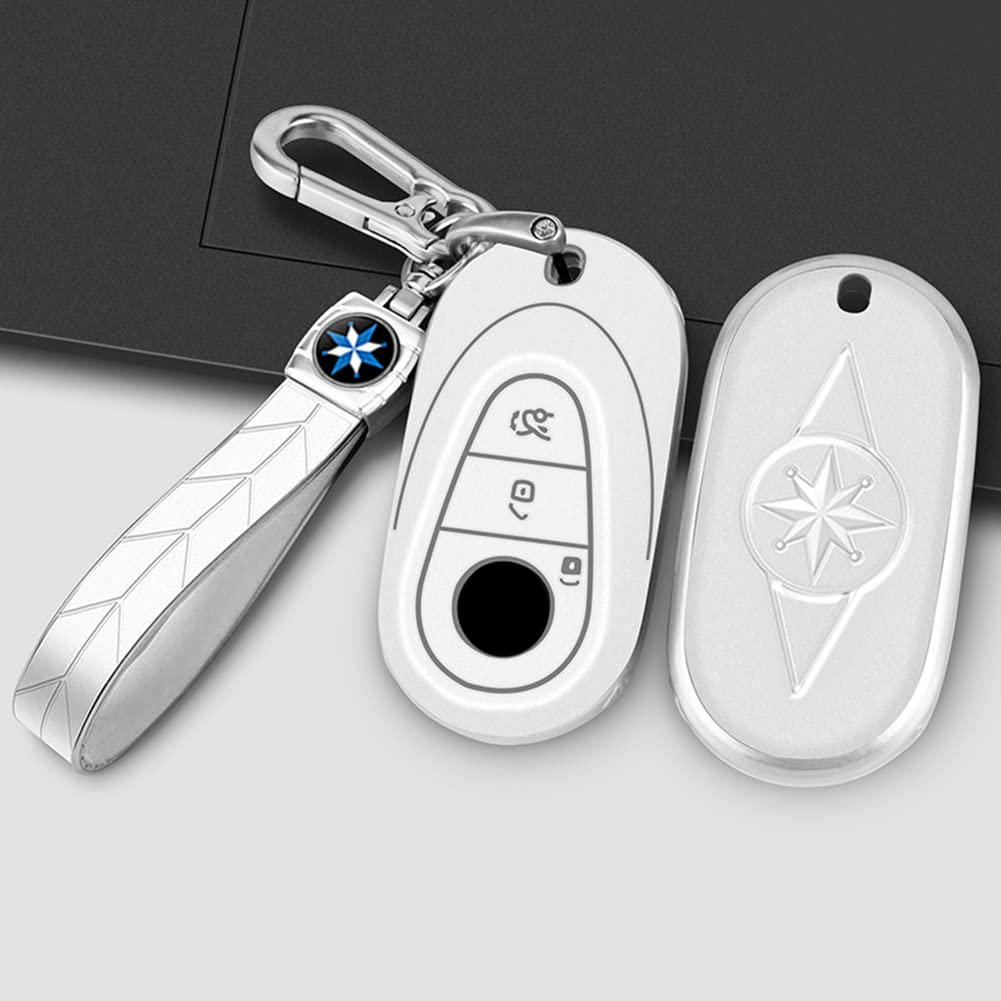 OTMIK TPU-Autoschlüssel Abdeckung Fall passend für Mercedes-Benz W206 W223 S-Klasse S400 S450 S500 Zubehör für Schlüsselgehäuse (Weiß) von OTMIK