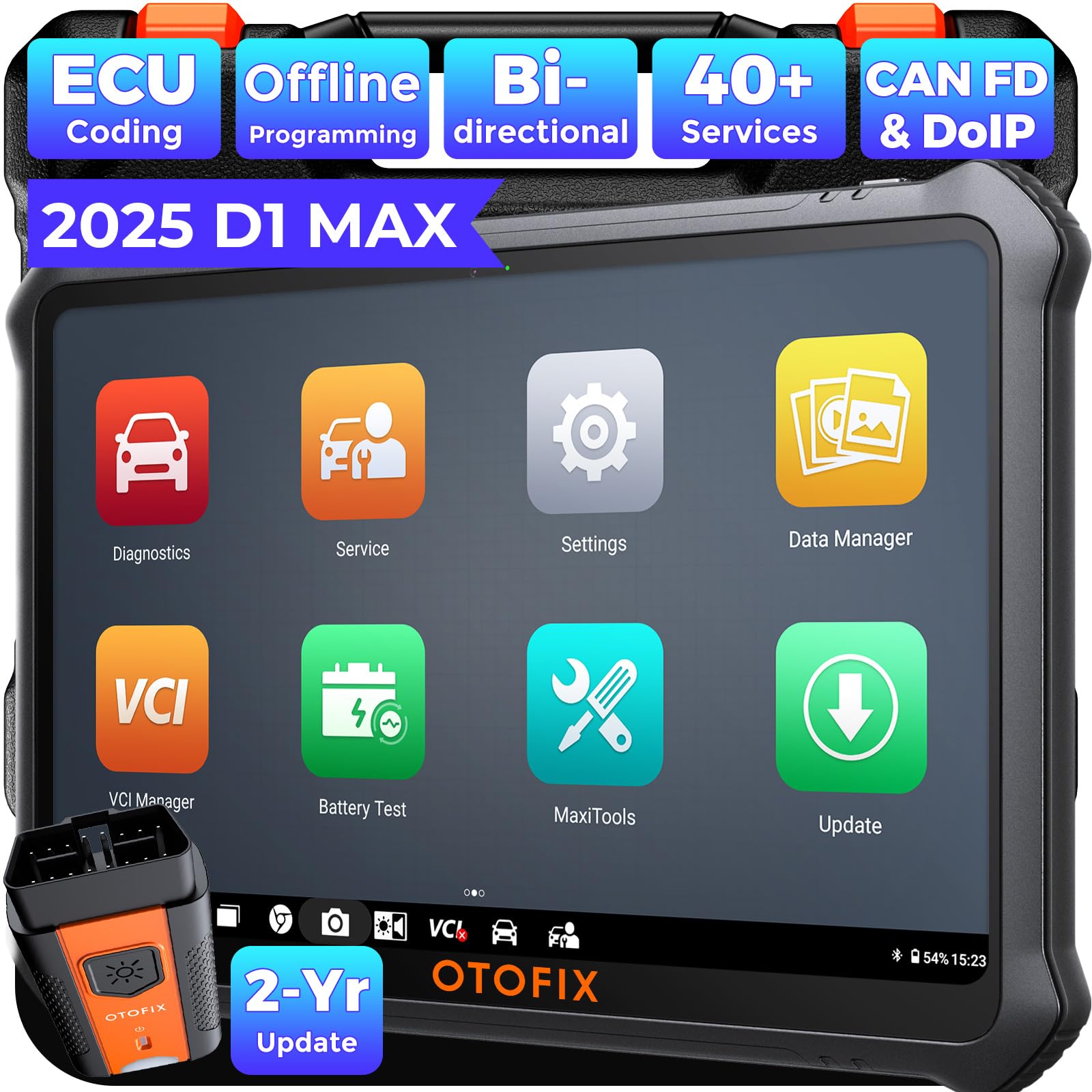 OTOFIX D1 Max Obd2 diagnosegerät für alle Fahrzeuge, Diagnosegerät Auto mit OE-Level Alle Systemdiagnose und 40 Servicefunktionen, Autotester für aktive Tests, FCA SGW,ECU-Codierung. 2-Jahres-Upgrade von OTOFIX