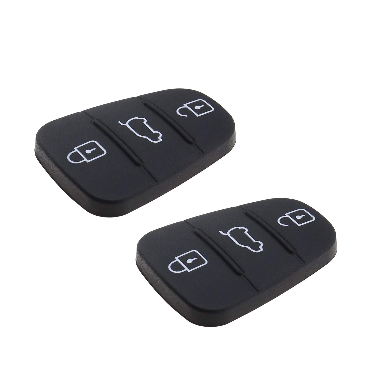 2 Stück 3-Tasten Auto Fernbedienung Schlüsselanhänger Tastenfelder Gummi Schwarze Einsatztastaturen für die Schlüsselschale von OTOTEC