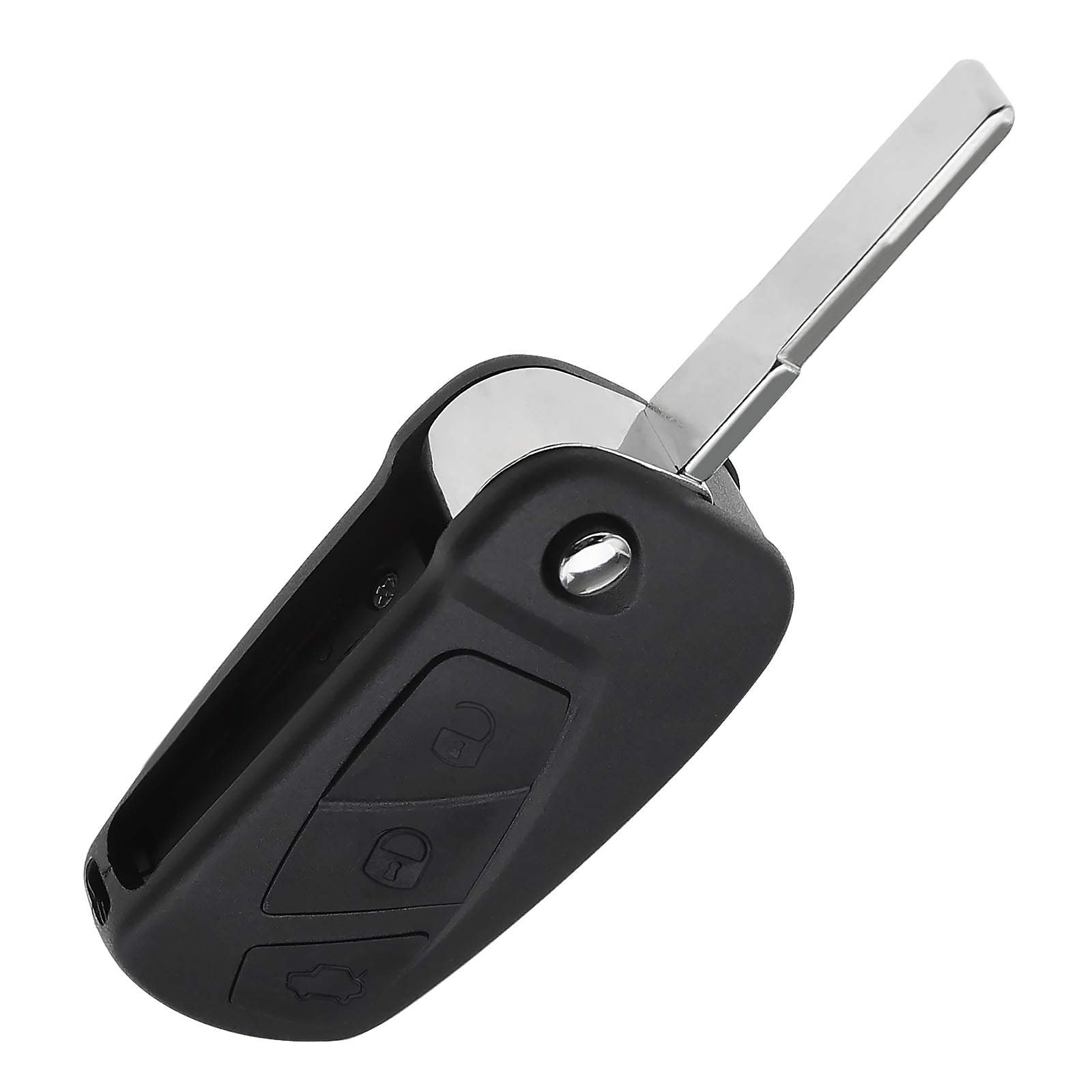 3 Tasten Klappschlüssel Gehäuse Gehäuse mit ungeschliffenem Schlüsselrohling Kompatibel mit KA Fernbedienung Schlüsselgehäuse Ersatz Zubehör Schwarz von OTOTEC