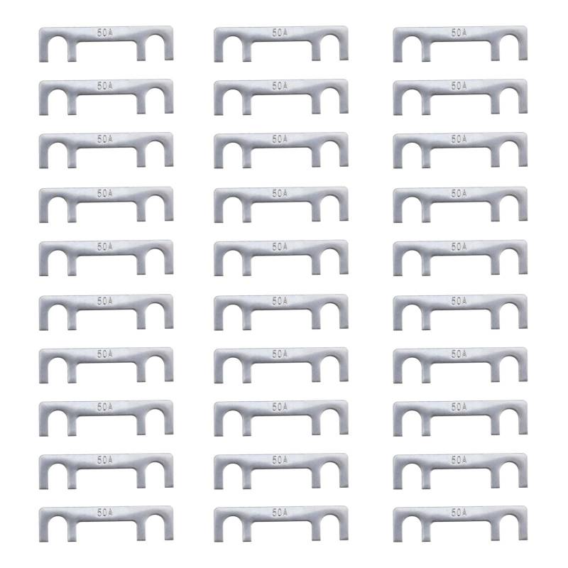 30PCS 50A Amp Car Flat Fuse Strip Link Diesel Glow Plug Relais Classic Accessories Replacement Parts for Car Truck Automotive Silver Tone Zink Alloy DC 32V von OTOTEC