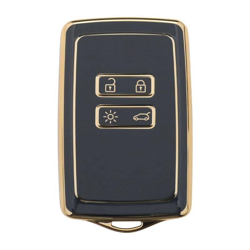 Auto Schlüsselhülle Ersatz Kompatibel mit Renault Clio/Espace 5/Master Bus/Talisman/Megane (IV/4) TPU Schlüsselanhänger Cover Schwarz von OTOTEC